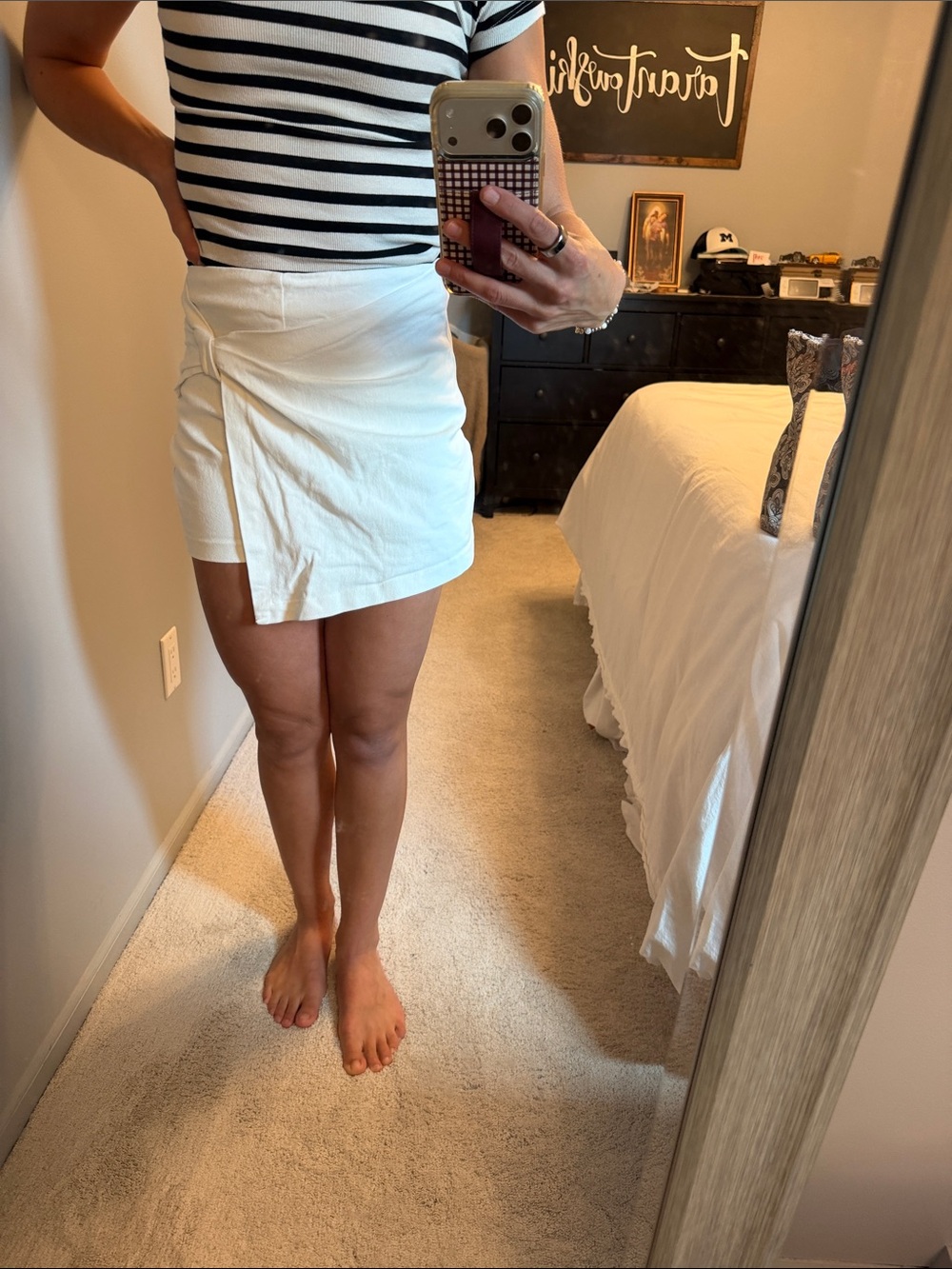 White Wrap-Front Mini Skort